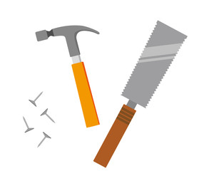 トンカチ　打つ　鋸　ノコギリ　釘