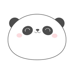 Panda bear round face head sketch line icon. Kawaii animal. Cute cartoon character. Funny baby with eyes, nose, ears. Kids print. Love Greeting card. Flat design. White background. Isolated.