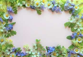 frame of blue flowers
