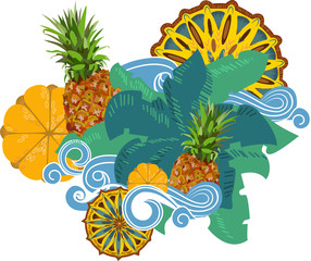 summer color picture t-shirt fruit water palm