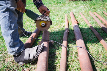 pipe cut grinder outdoor