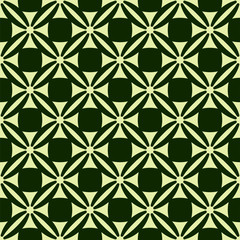 Light yellow  patterns on dark green background. Seamless pattern. Abstract vector.