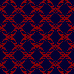 Fototapeta premium Red patterns on dark blue background. Seamless pattern. Abstract vector.