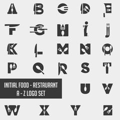 alphabet food chef logo collection design vector icon element