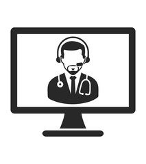 Online Medical consultant icon. Flat style vector EPS.