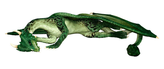 3D Rendering Fairy Tale Dragon on White