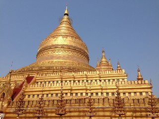 Bright Golden Temple in Bagan, Myanmar