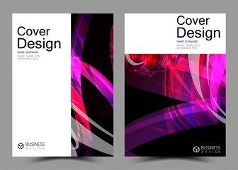 Business collection of cover book set. Magazine inspiration from abstract. Pink and purple color on the gray background. Template A4 size vector illustration.