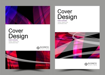 Obraz na płótnie Canvas Business collection of cover book set. Magazine inspiration from abstract. Pink and purple color on the gray background. Template A4 size vector illustration.