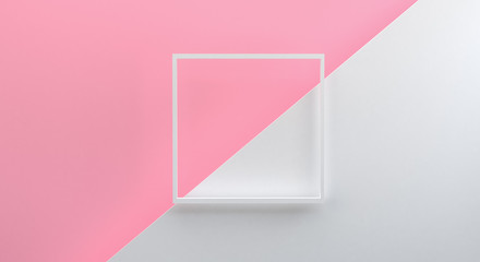 Minimalist abstract background, Pink primitive geometrical figures, pastel colors, 3D render.