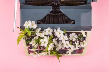 Typewriter in the modern style of life of a writer, journalist or copywriter