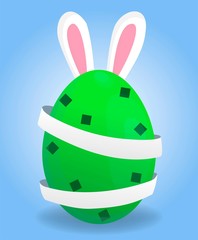 Holy Easter holiday greeting colorful postcard with decorated easter eggs and rabbit ears on background, vector realistic illustration ready for your easter design