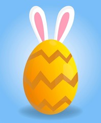 Holy Easter holiday greeting colorful postcard with decorated easter eggs and rabbit ears on background, vector realistic illustration ready for your easter design