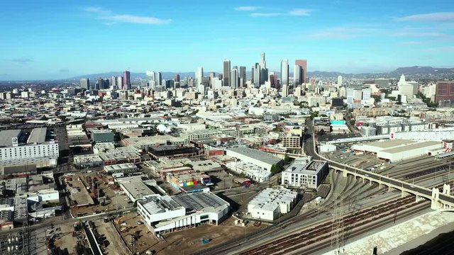 Aerial Exit:�Industrial Buildings Surrounding City in Los Angeles, United States of America