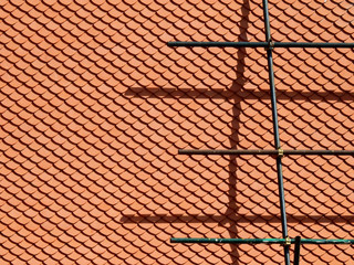 Scaffolding on the roof of the temple