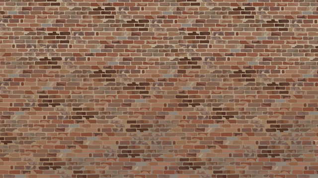 painted a large brick wall of old brick brown shades