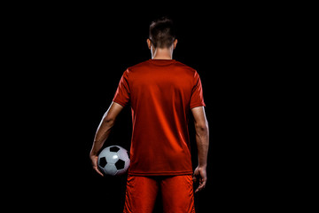 Teenager - soccer player. Boy in football sportswear after game with ball. Sport concept. © Mike Orlov