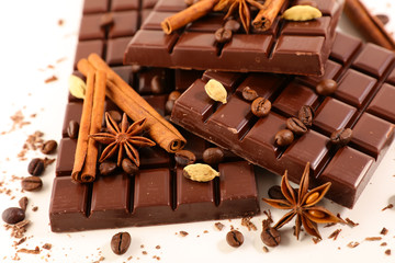 chocolate bar and spices