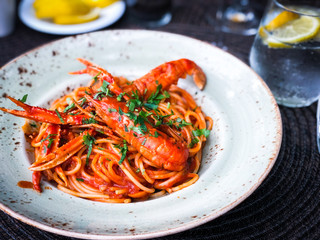fresh italian pasta with lobster