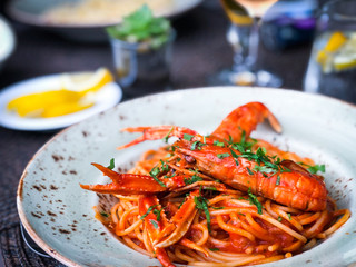 fresh italian pasta with lobster