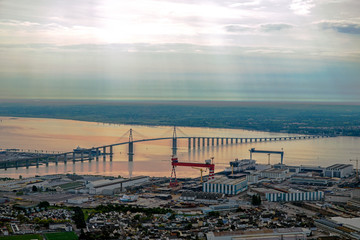 Obraz na płótnie Canvas Loire Valley and Saint-Nazaire bridge