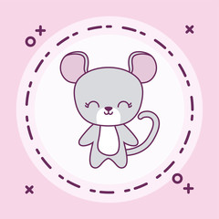 cute mouse animal with frame circular