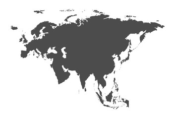 Vector illustration with simplified map of Eurasia continent. - obrazy, fototapety, plakaty