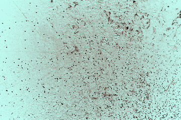 Vintage cyan background. Rough painted wall of hazel color. Imperfect plane of brown colored. Uneven old decorative toned backdrop of blue tint. Texture of azure hue. Ornamental stony surface.