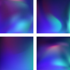 Set with blue abstract blurred backgrounds. Vector illustration. Modern geometrical backdrop. Abstract template.