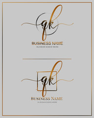 Initial Q K QK handwriting logo vector. Letter handwritten logo template.