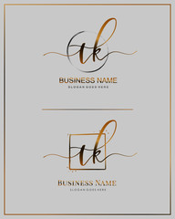 Initial T K TK handwriting logo vector. Letter handwritten logo template.