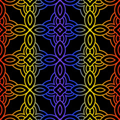 Fototapeta premium Seamless Geometrical Linear Texture. Original Geometrical Puzzle. Backdrop. Vector Illustration. For Design, Wallpaper, Fashion, Print.