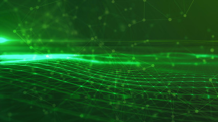 technology background with connecting lines in surface and plexus 