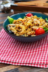 fusilli roast chicken and Italian cheese with basil and parmesan sauce