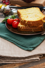 Traditional French sandwich Croque Monsieur Ham Emmental
