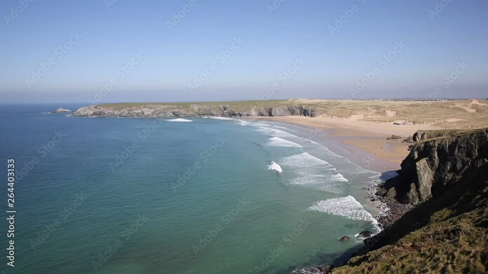 Sticker holywell bay north cornwall coast with waves