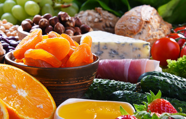Assorted organic food products on the table