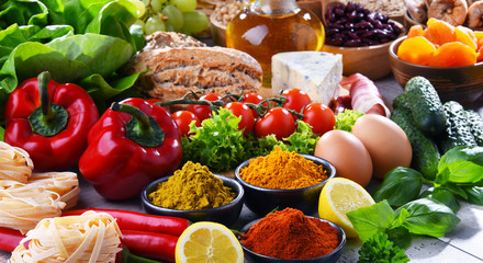 Assorted organic food products on the table