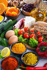 Assorted organic food products on the table