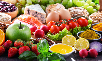 Assorted organic food products on the table