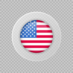USA flag on transparent background. American symbol. United States of America isolated vector icon for web, design, decoration, business, travel, infographic