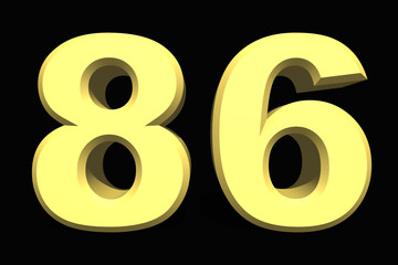 86 eighty-six number 3d blue on a dark background