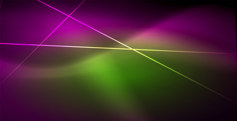 Neon glowing lines, magic energy space light concept, abstract background wallpaper design