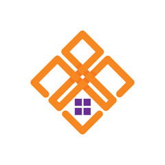 real estate logo, abstract line with house, logo design
