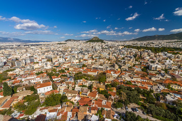 Obraz premium Athens cityscape, looking towards lycabettus hill.