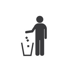 Person throwing trash in basket - Vector 