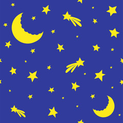 Obraz na płótnie Canvas Starry sky. The moon shines around the stars and comets.