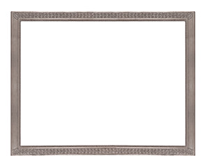 Panoramic silver frame for paintings, mirrors or photo isolated on white background