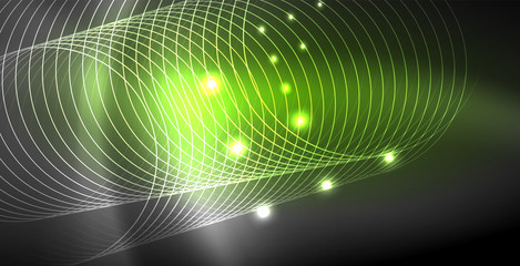 Fototapeta premium Glowing shiny neon colors with abstract lines, modern background