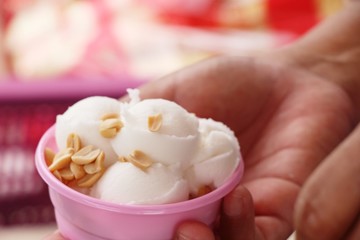 Fresh coconut milk ice cream is delicious